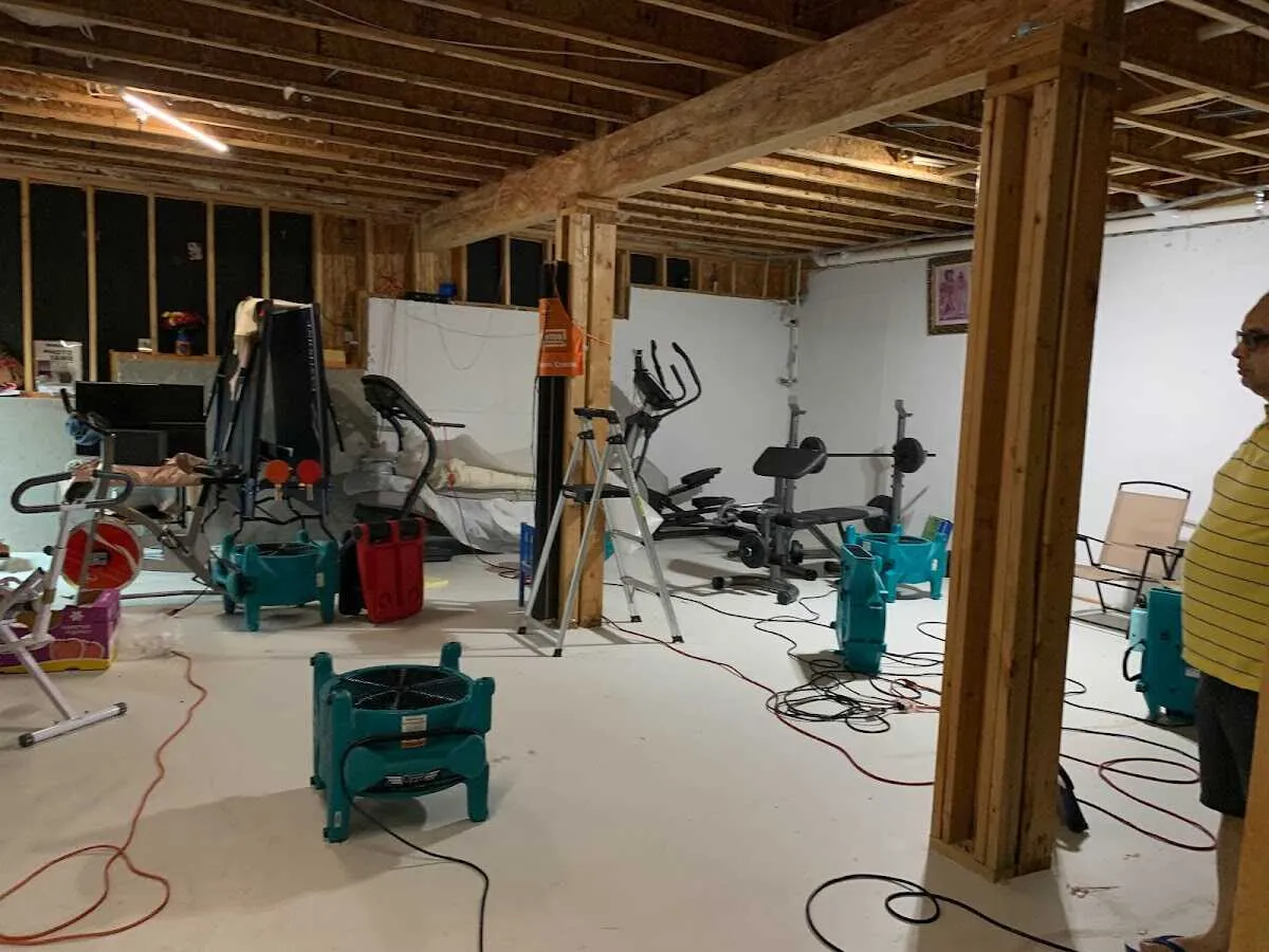 Basement drying equipment setup for Structural Drying in Orchard Park